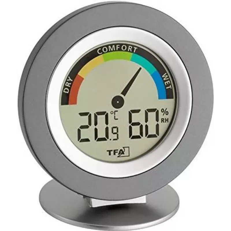 TFA 30.5019 Thermo-Higrometrs COSY - Digitālais iekštelpu termometrs un mitruma mērītājs ar Max/Min atmiņu, komforta zonas indikatoru, LCD displeju, balts
