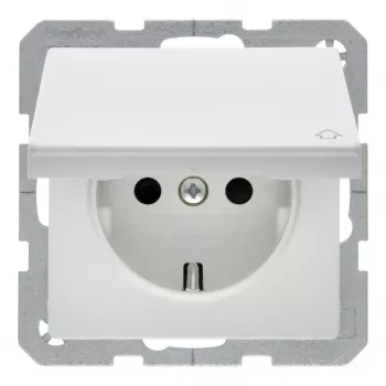 Berker 47516089 SCHUKO kontaktligzda ar eņģu vāku, polāri balts, samta