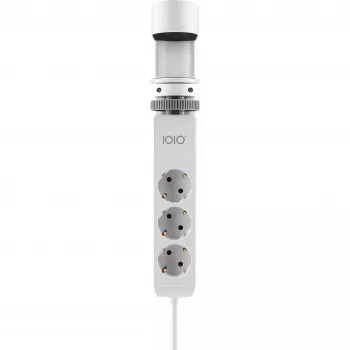 Olympia IOIO SL 3000 Desk Edge Power Strip White 3 Schuko Outlets 2 USB-A 1.5m Cable