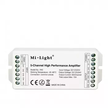 MIBOXER PA5 5-Channel LED Amplifier 12-24V DC PWM RGB+CCT RGBWW RGB Dual White Single Color
