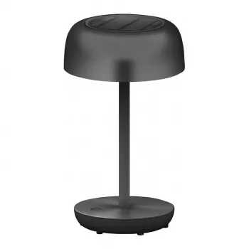 SYNERGY21 LED Galda Lampa SAULES/Atkārtoti Uzlādējams Akumulators, Āra IP54, Skārienslēdzis Ar Regulējamu Spilgtumu, Caurspīdīgi-Melna