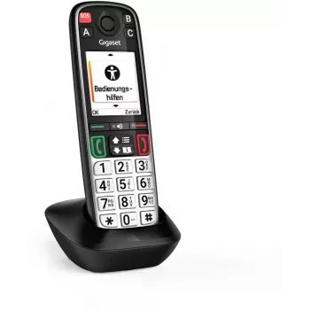 Gigaset EASY 500HX Analog/DECT fiksētā tālruņa klausule ar zvanītāja ID, melna, sudraba