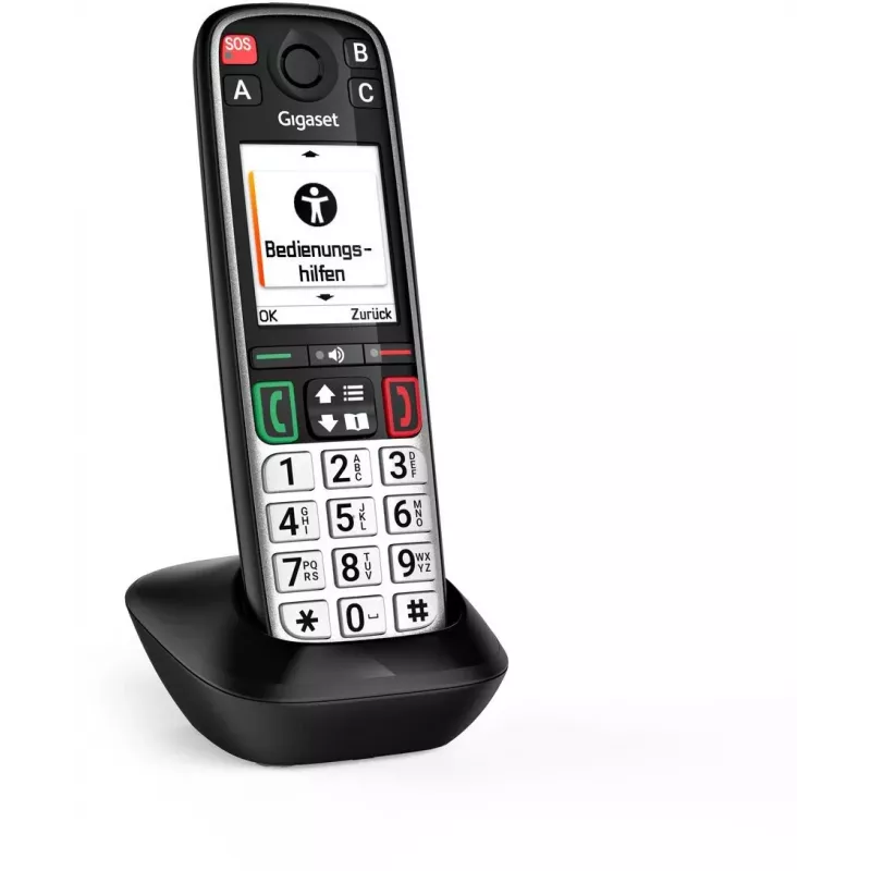 Gigaset EASY 500HX Analog/DECT fiksētā tālruņa klausule ar zvanītāja ID, melna, sudraba