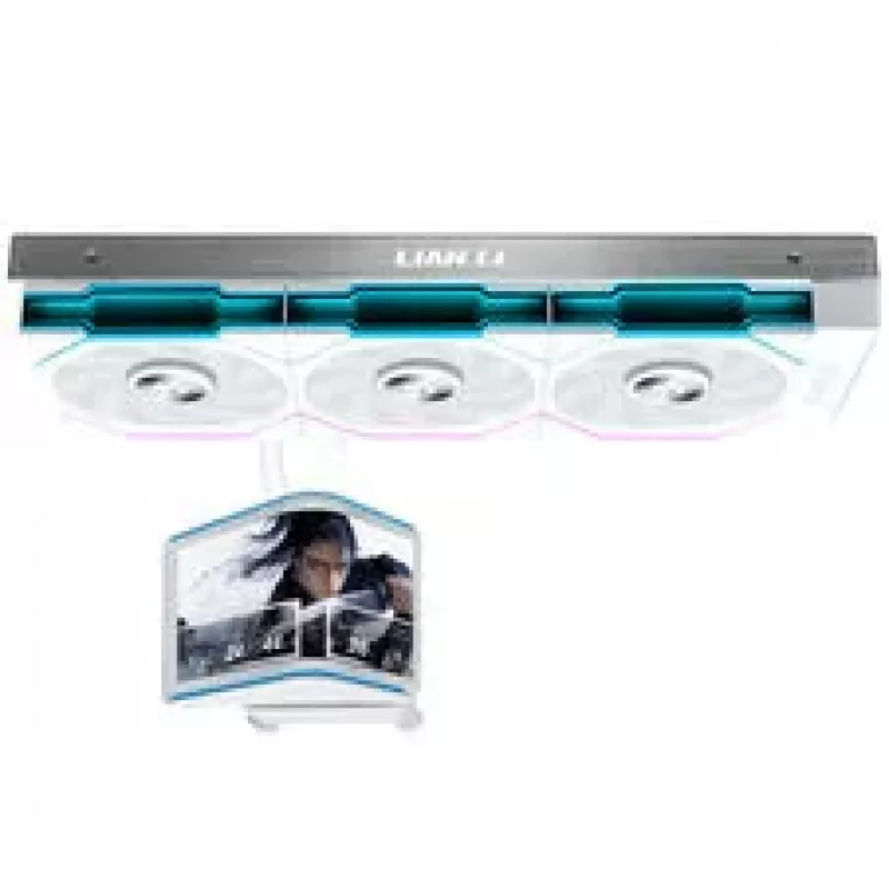 Lian Li HydroShift II OLED Curved 360 UNI FAN TL AIO šķidruma CPU dzesētājs, 360mm radiators, OLED displejs, TL-FLEX ventilatori - balts