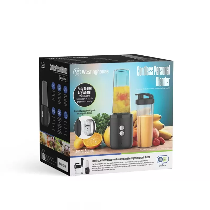Westinghouse Avanti Cordless Personal Blender WKBEA03 - Melns ar sudraba akcentiem