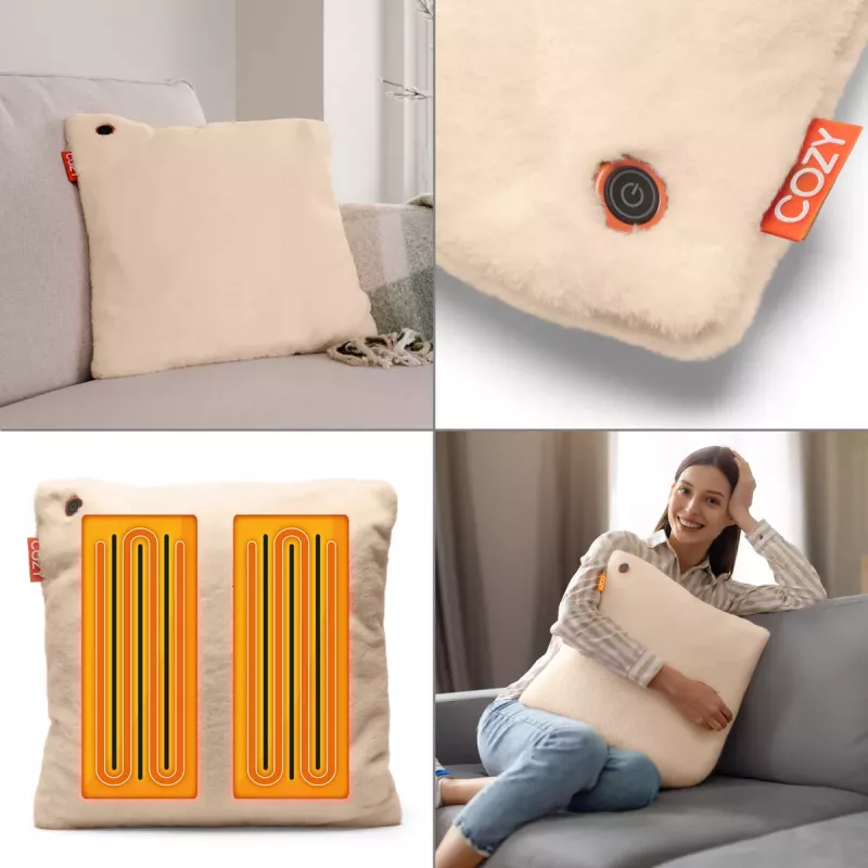Bodi-Tek BT-CSHT2-F-BG-PB10 COZY Una Sildošais Komforta Spilvens un Power Bank 10000 mAh, Bēšs