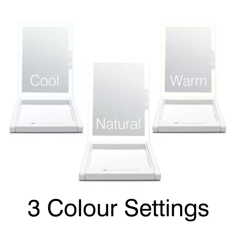 RIO MMAW-EU/1,0 Home and Away Dressing Table Make Up Mirror - Divpusējs LED apgaismojums, 1x/5x palielinājums, salokāms, balts