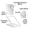 RIO MMAW-EU/1,0 Home and Away Dressing Table Make Up Mirror - Divpusējs LED apgaismojums, 1x/5x palielinājums, salokāms, balts
