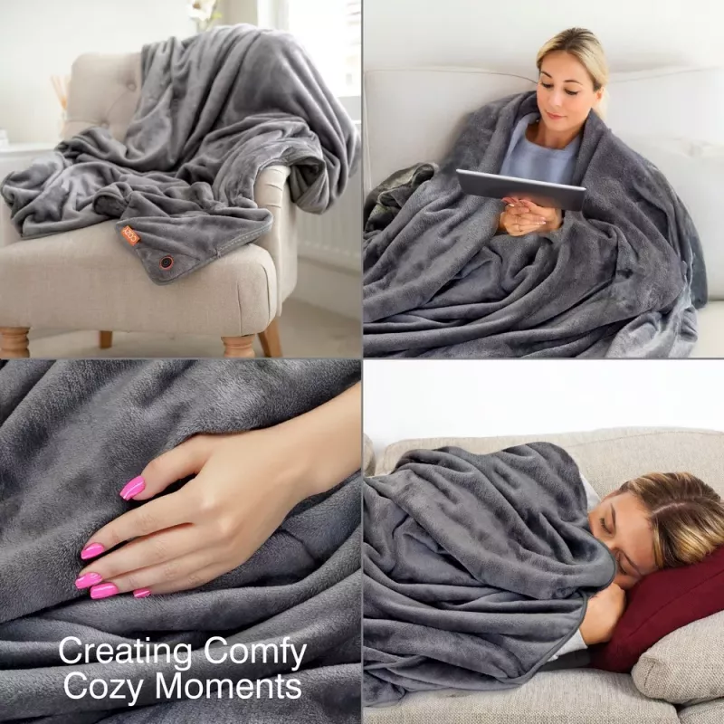 Bodi-Tek BT-BLHT-EU/1.0 COZY Snuggle Blanket Apsildāma sega 130 x 160 cm, Pelēka