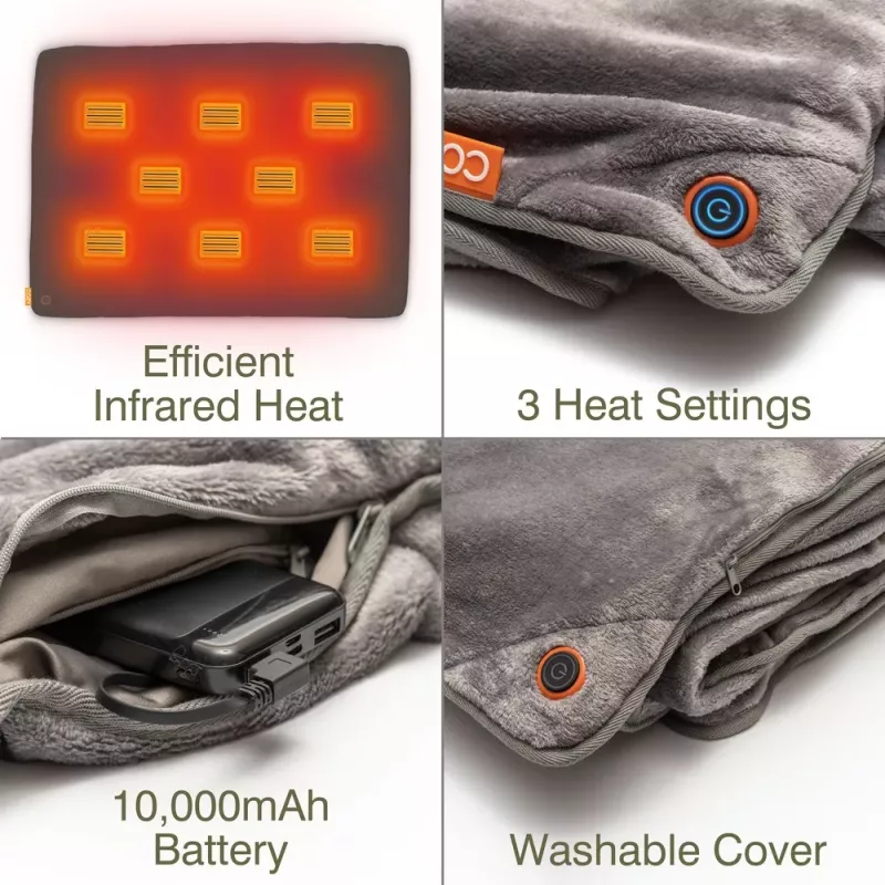 Bodi-Tek BT-BLHT-EU/1.0 COZY Snuggle Blanket Apsildāma sega 130 x 160 cm, Pelēka