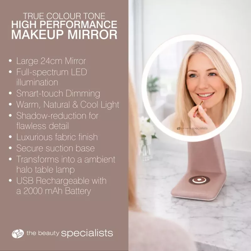 RIO MMDL-EU/1,0 High Performance Make Up Mirror - Double Sided 1x/5x Magnification, LED Daylight, Dimmable Touch Sensor, Chrome