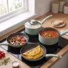 Progress BW14255G Neutrals 5 gabalu pannu komplekts – kalts alumīnijs, akmens efekta nepiedegošs, piemērots indukcijai
