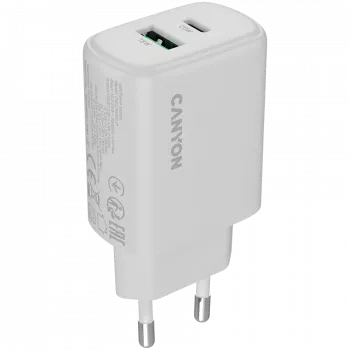 CANYON OnCharge 200 20W 1xPD 1xQC EU White Wall Charger