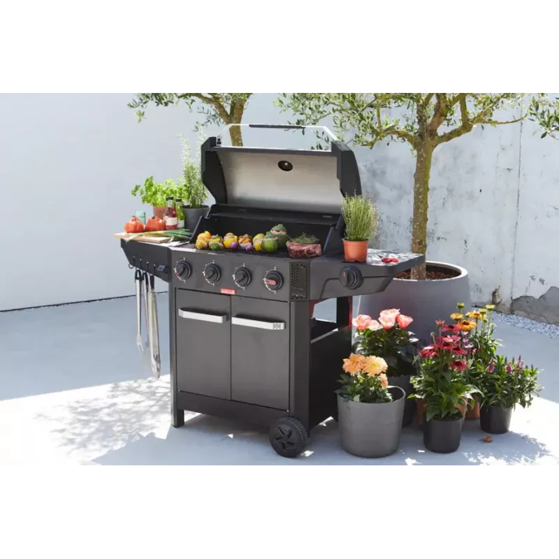 Barbecook Gāzes bārbekjū Luca 412 ar skapi un sānu degli, 145.4 x 60.3 x 112.3 cm, melns