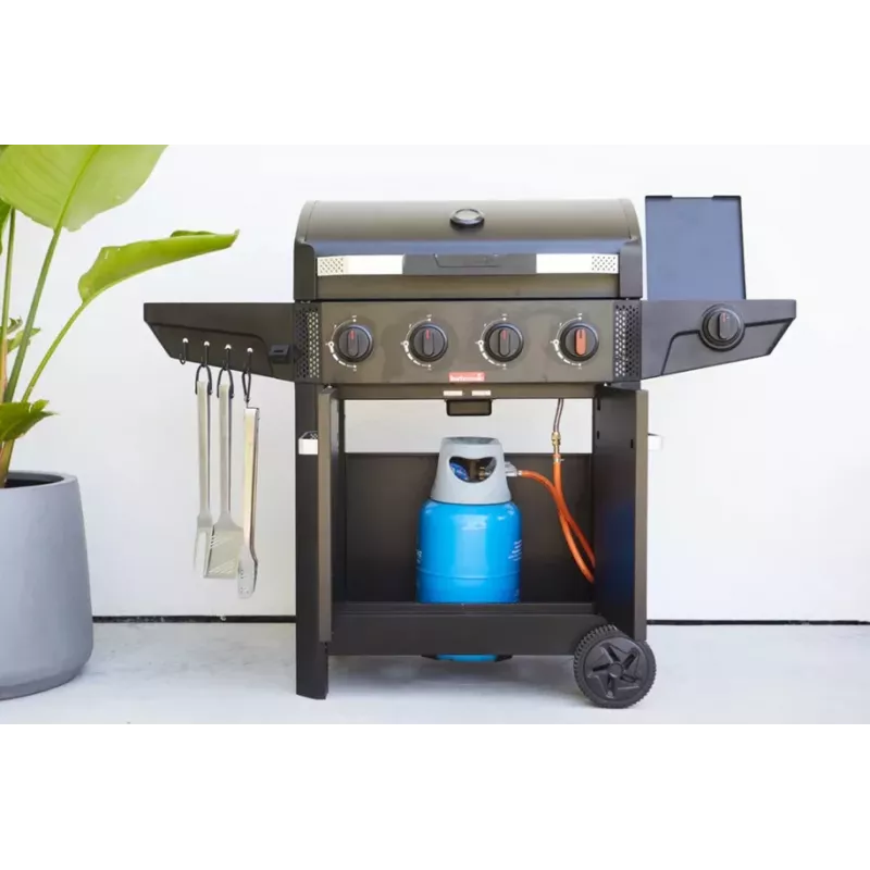 Barbecook Gāzes bārbekjū Luca 412 ar skapi un sānu degli, 145.4 x 60.3 x 112.3 cm, melns