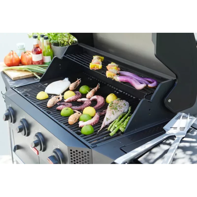 Barbecook Gāzes bārbekjū Luca 412 ar skapi un sānu degli, 145.4 x 60.3 x 112.3 cm, melns