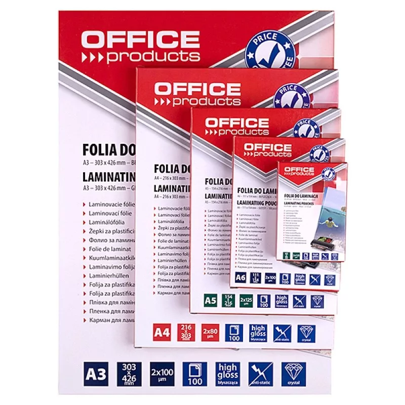 PBS CONNECT OFFICE PRODUCTS Laminēšanas plēve A4 2x80 mikroni Spīdīga 100 loksnes Caurspīdīga