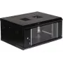EPRADO-R19-4U/450-BLUE 19 collu 4U sienas stiprinājuma skapis, zils (RAL 5012), 450 mm dziļums, 60 kg slodze, rūdīta stikla durvis