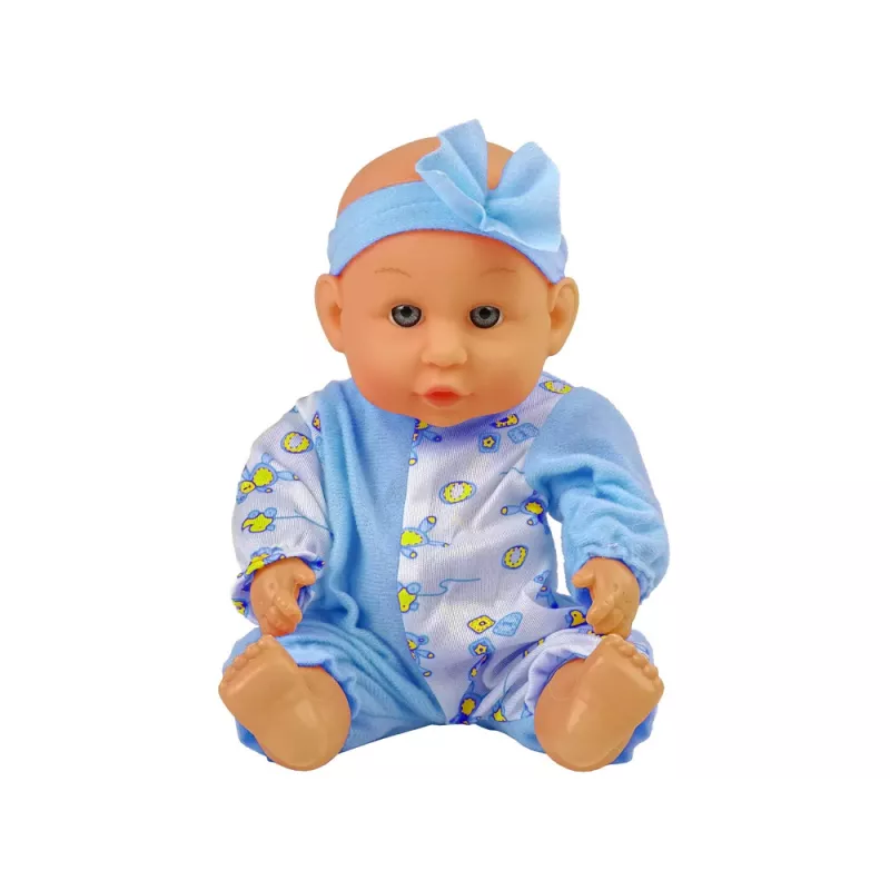 LEAN TOYS Blue Baby Doll Potty Drink Pee 24 cm