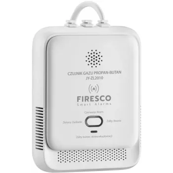 FIRESCO Propāna gāzes sensors JY-ZL2010 - LPG/Butāna detektors ar skaņas un gaismas trauksmi, sienas stiprinājums, CE/RoHS
