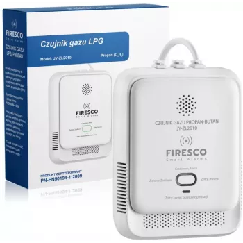 FIRESCO Propāna gāzes sensors JY-ZL2010 - LPG/Butāna detektors ar skaņas un gaismas trauksmi, sienas stiprinājums, CE/RoHS
