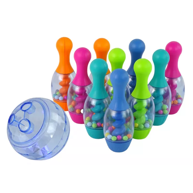 LEAN TOYS Prasmju spēle Boulinga ar bumbiņām Iridescenta stenda