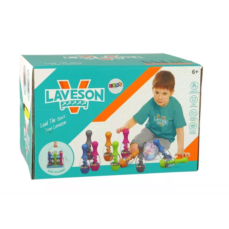LEAN TOYS Prasmju spēle Boulinga ar bumbiņām Iridescenta stenda