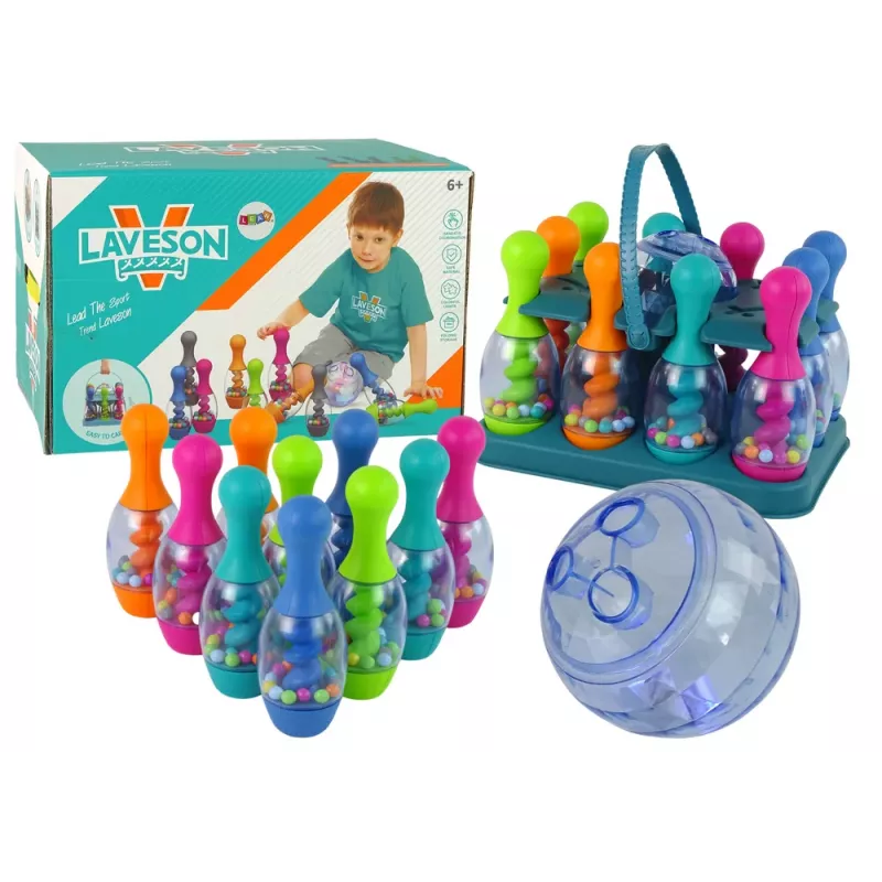 LEAN TOYS Prasmju spēle Boulinga ar bumbiņām Iridescenta stenda