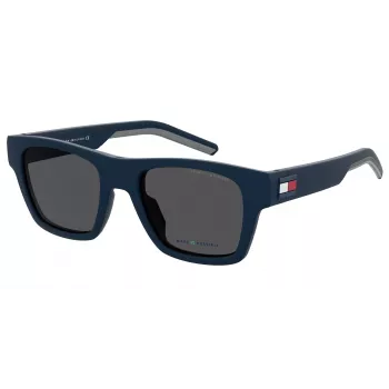 Tommy Hilfiger TH1975NSFLL Vīriešu taisnstūra saulesbrilles Melnas/Pelēkas 54mm