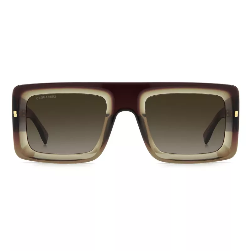 DSQUARED2 D2-0141-S-XL7 Vīriešu taisnstūra saulesbrilles Havana 53mm
