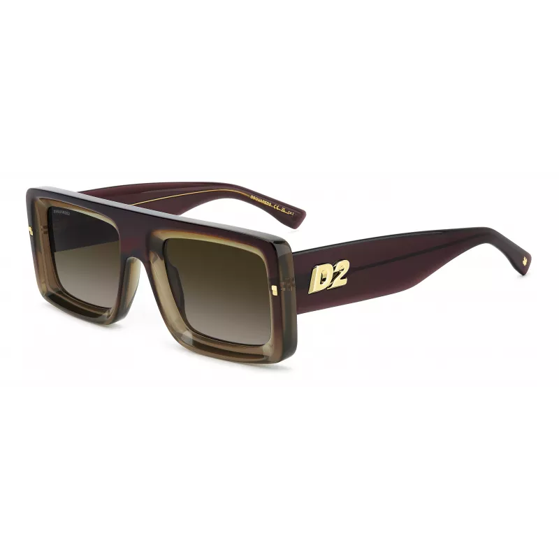 DSQUARED2 D2-0141-S-XL7 Vīriešu taisnstūra saulesbrilles Havana 53mm