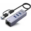 UNITEK USB-C Hub 4-in-1 Ethernet 3 x USB-A 5 Gbps ar USB-A adapteri