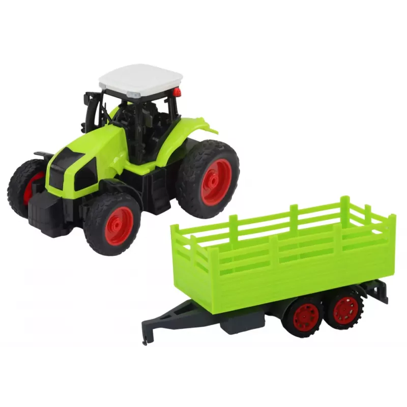 LEAN TOYS Ar tālvadību vadāms RC traktors ar piekabi 1:16 Zaļš