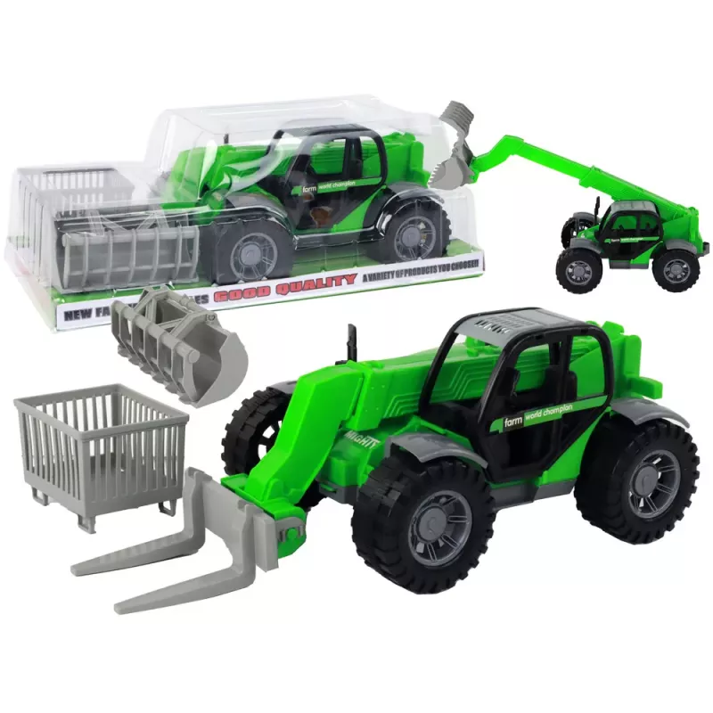 LEAN TOYS Lauksaimniecības transportlīdzeklis Traktors Zaļš Celtnis Lauksaimniecības mašīna