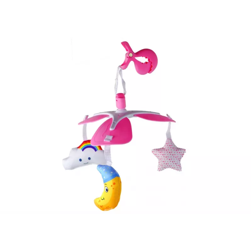LEAN TOYS Baby Bed Carousel Sky Clip Pink