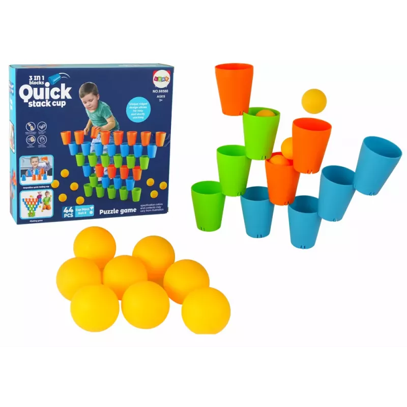 LEAN TOYS Cups Puzzle Game 3 in 1 44 Pieces