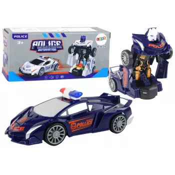 LEAN TOYS Robot Car Police Navy Blue 2in1 Transformation