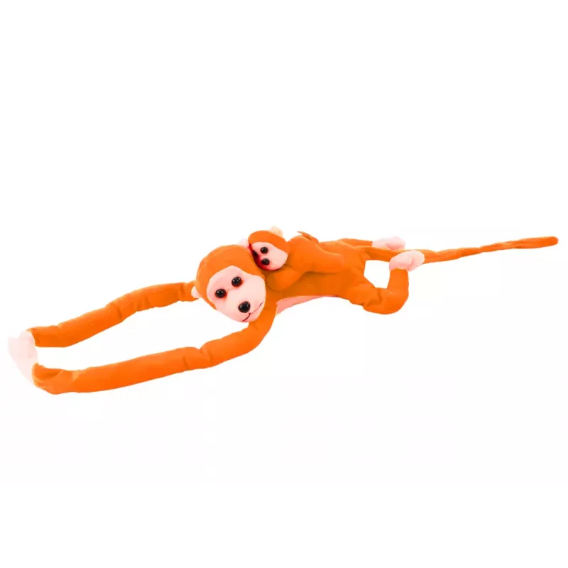 LEAN TOYS Mascot Plush Monkey with Baby, Orange 90 cm