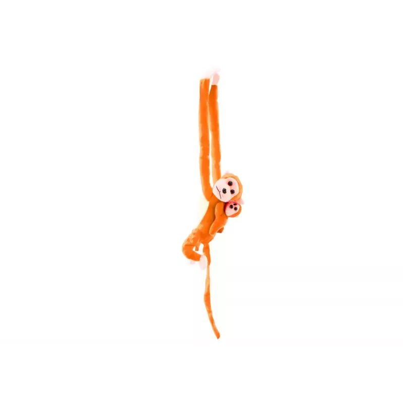 LEAN TOYS Mascot Plush Monkey with Baby, Orange 90 cm