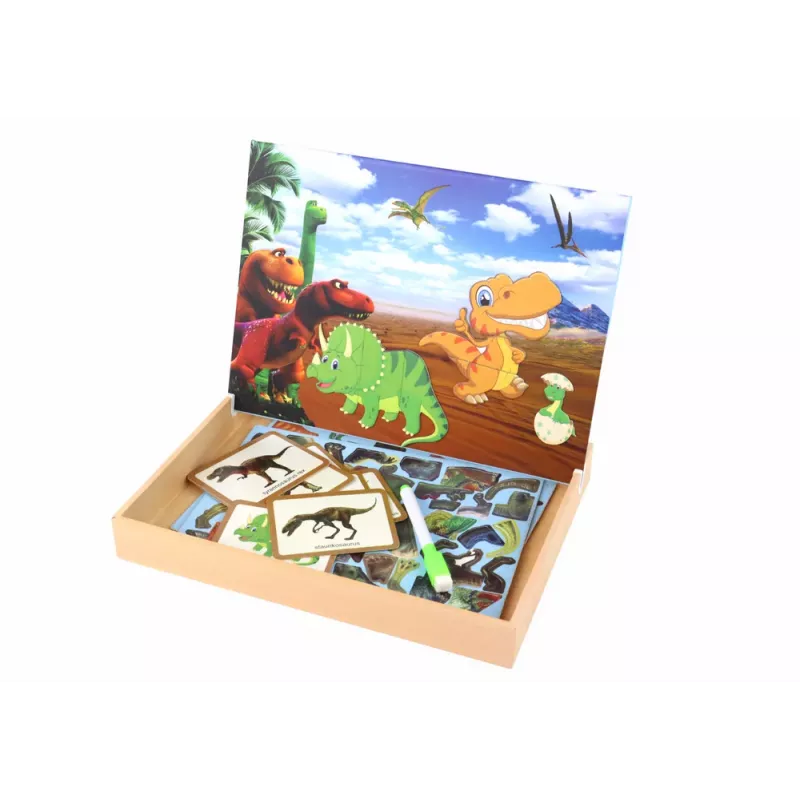 LEAN TOYS Izglītojošs magnētiskais puzļu komplekts ar dinozauriem