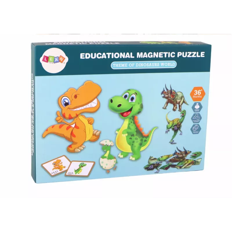 LEAN TOYS Izglītojošs magnētiskais puzļu komplekts ar dinozauriem
