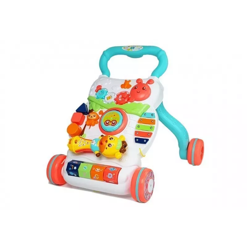 LEAN TOYS Izglītojošais stūmējs mazulim ar interaktīvu mikrofonu
