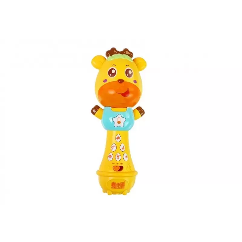 LEAN TOYS Izglītojošais stūmējs mazulim ar interaktīvu mikrofonu