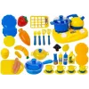 LEAN TOYS Plastmasas trauku komplekts mazajam pavāram - 18 gabali virtuves rotaļlietu aksesuāri