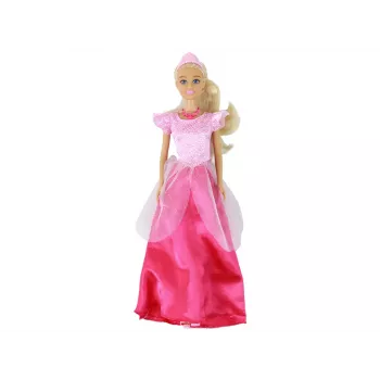 LEAN TOYS Bērnu lelle Anlily Princese ar garām blondiem matiem, tiāru un rozā kleitu