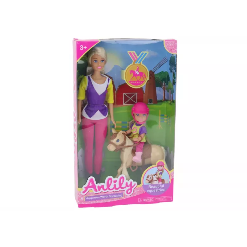 LEAN TOYS Anlily leļļu komplekts ar bērnu un poniju, zirgu ferma