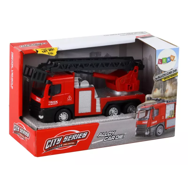 LEAN TOYS Red Fire Truck With Extendable Ladder Boom
