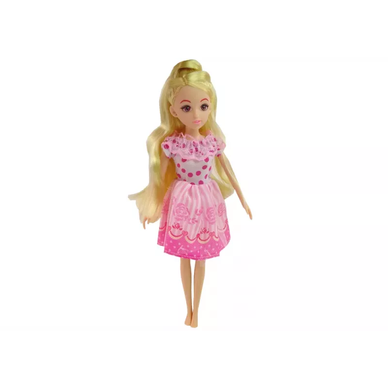 LEAN TOYS Leļļu mēbeļu komplekts Gulta Skapis Tualetes galdiņš 29-30 cm modes lellēm, Rozā, 3 gab.