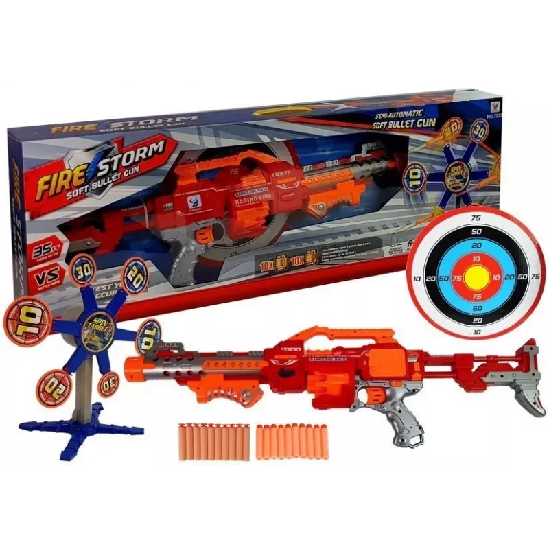 LEAN TOYS Putu šautene ar rotējošu mērķi 66 cm