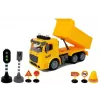 LEAN TOYS Tipper Set 1:14 RC Dump Truck ar ceļa zīmēm, gaismām un ātruma kameru - Dzeltens